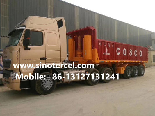 OEM فولاذ تيبر نصف مقطورة ISO SGS مع نظام هيدروليكي 30-50 طن الأحمر